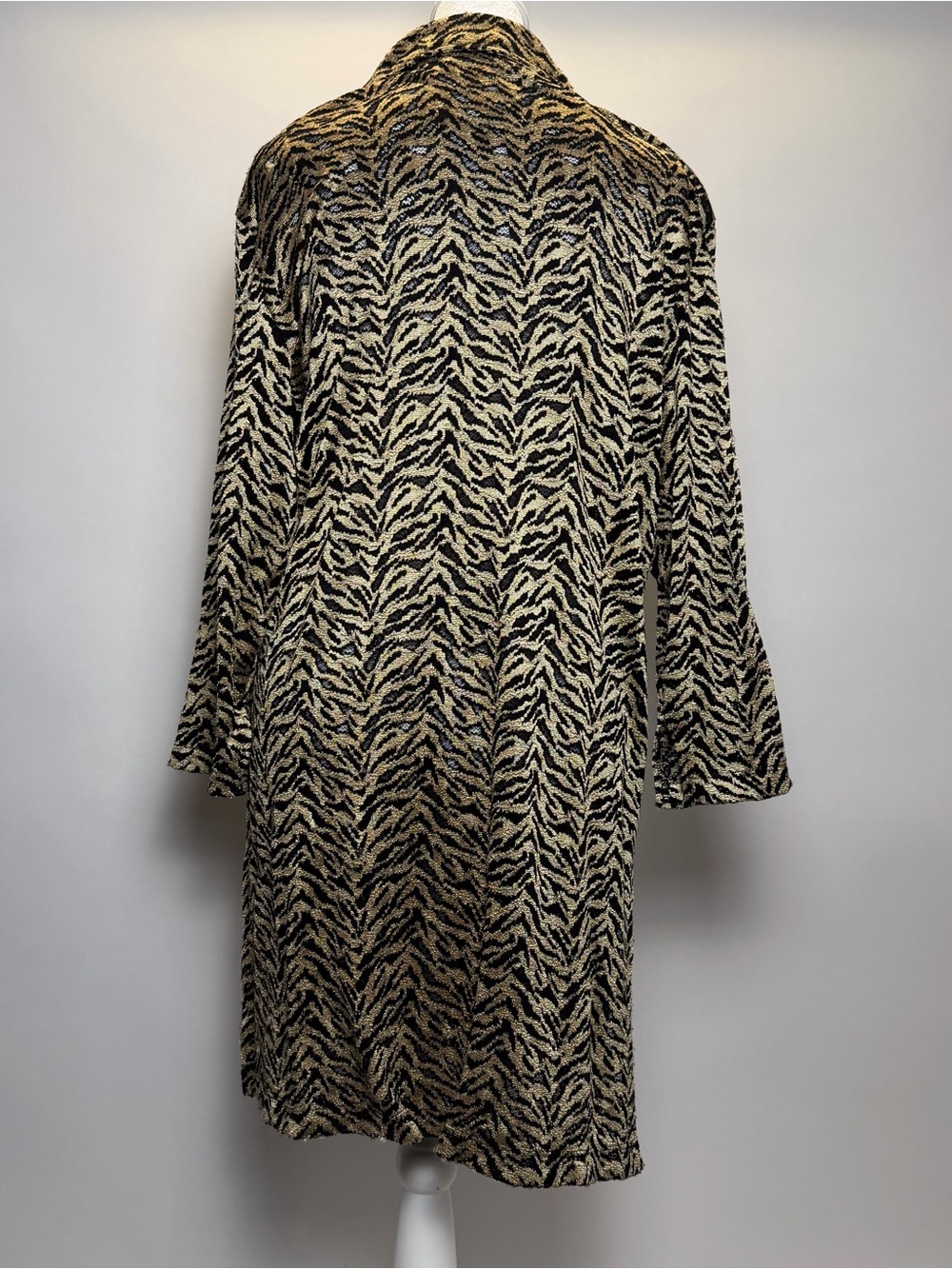 Chico's Metallic Black and Gold Animal Print Top - Picture 2 of 8